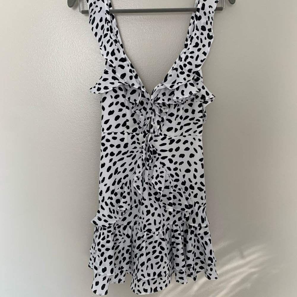 Mini retro cow print dress